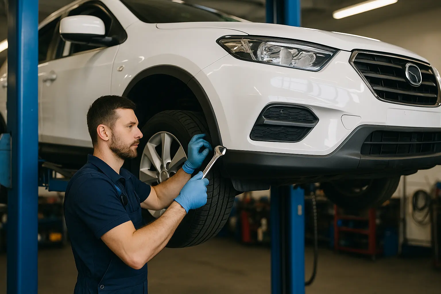 car-service-costs-australia-mechanic-checking-suv-tyres.