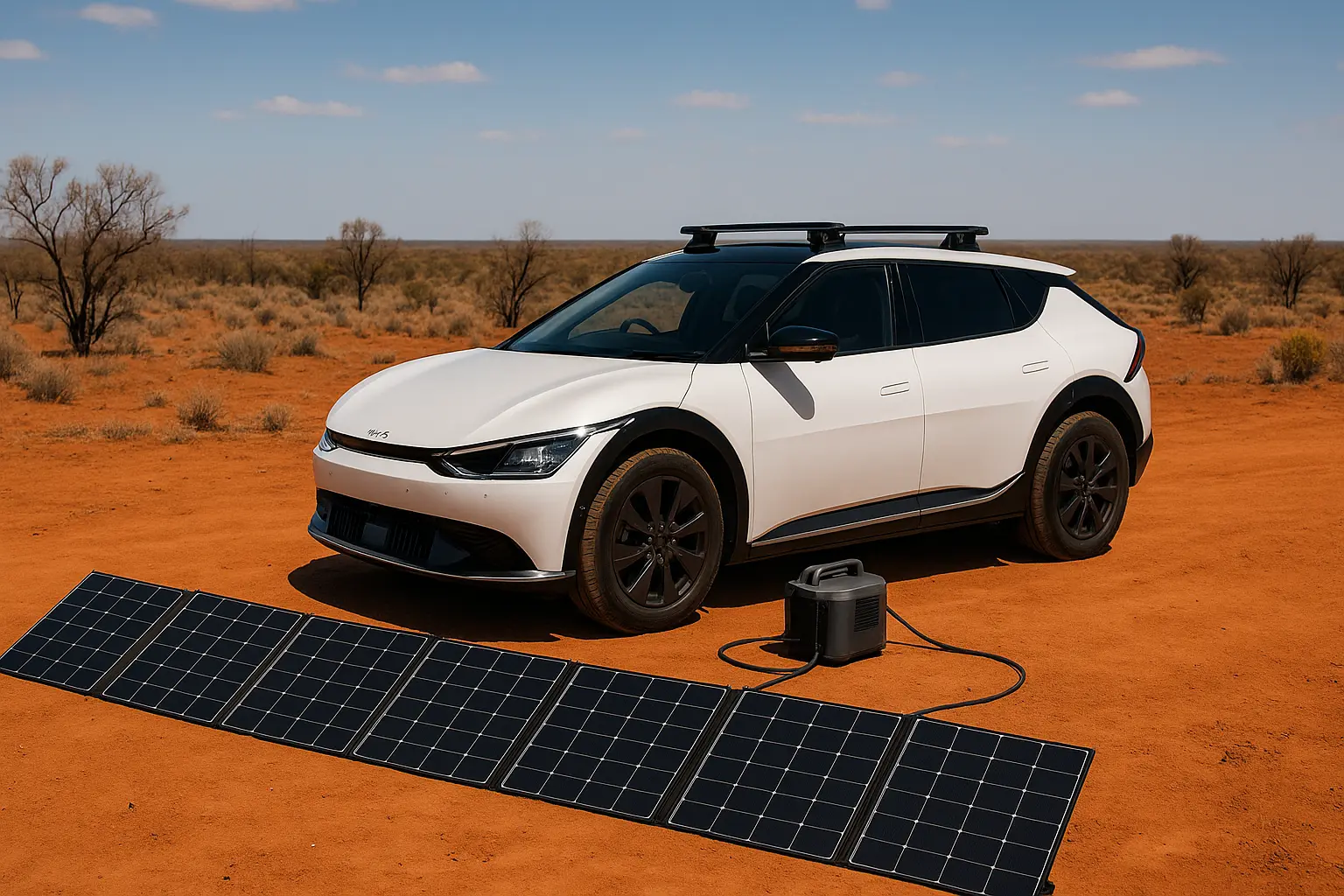 electric-suv-outback-charging-with-solar-panels