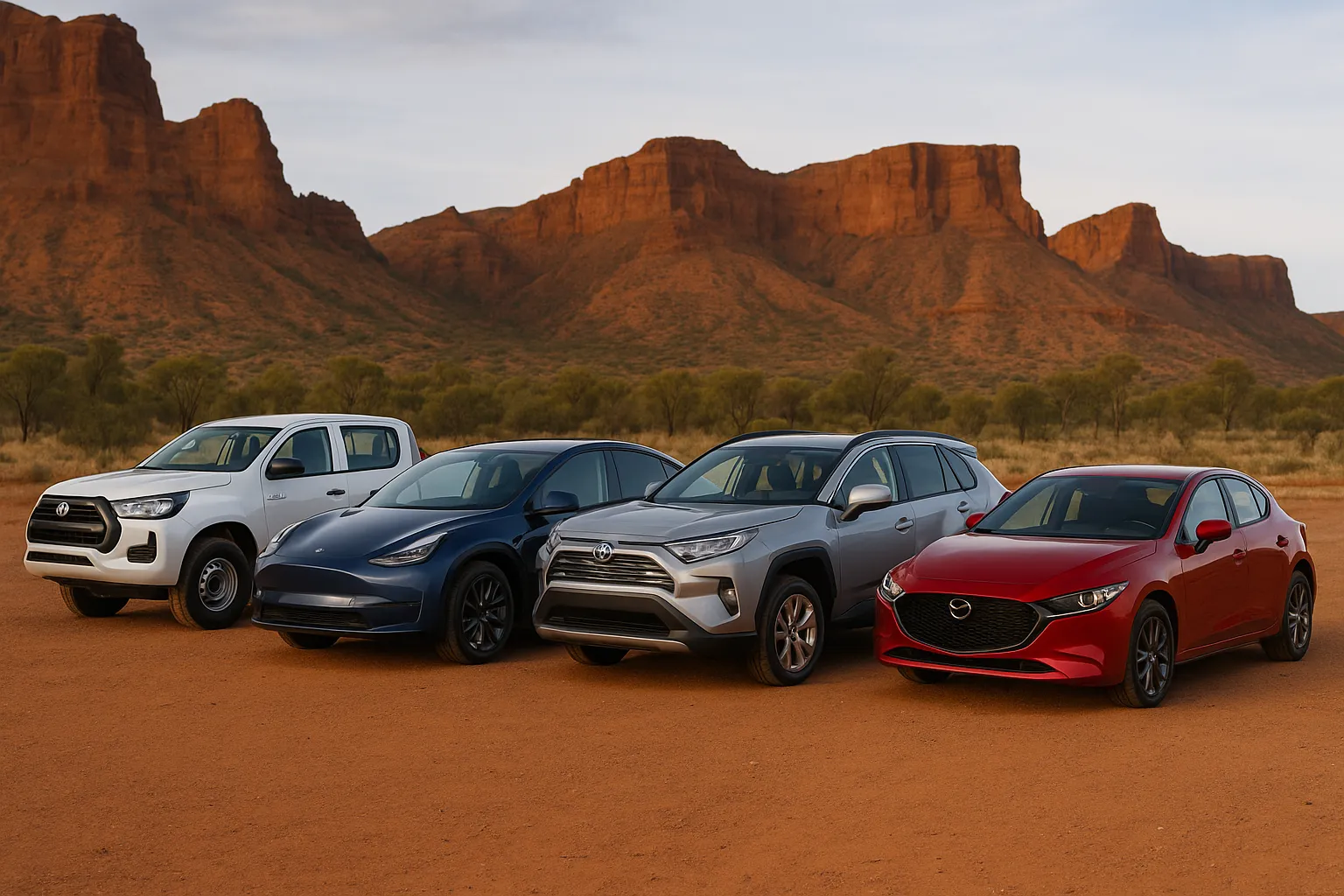 australias-top-selling-cars-2025-outback-scene-toyota-hilux-tesla-model-y-rav4-mazda3