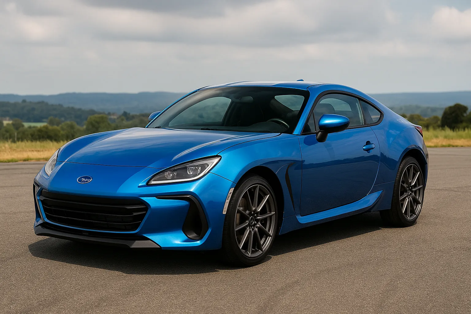 blue-affordable-sports-car-on-open-road-australia
