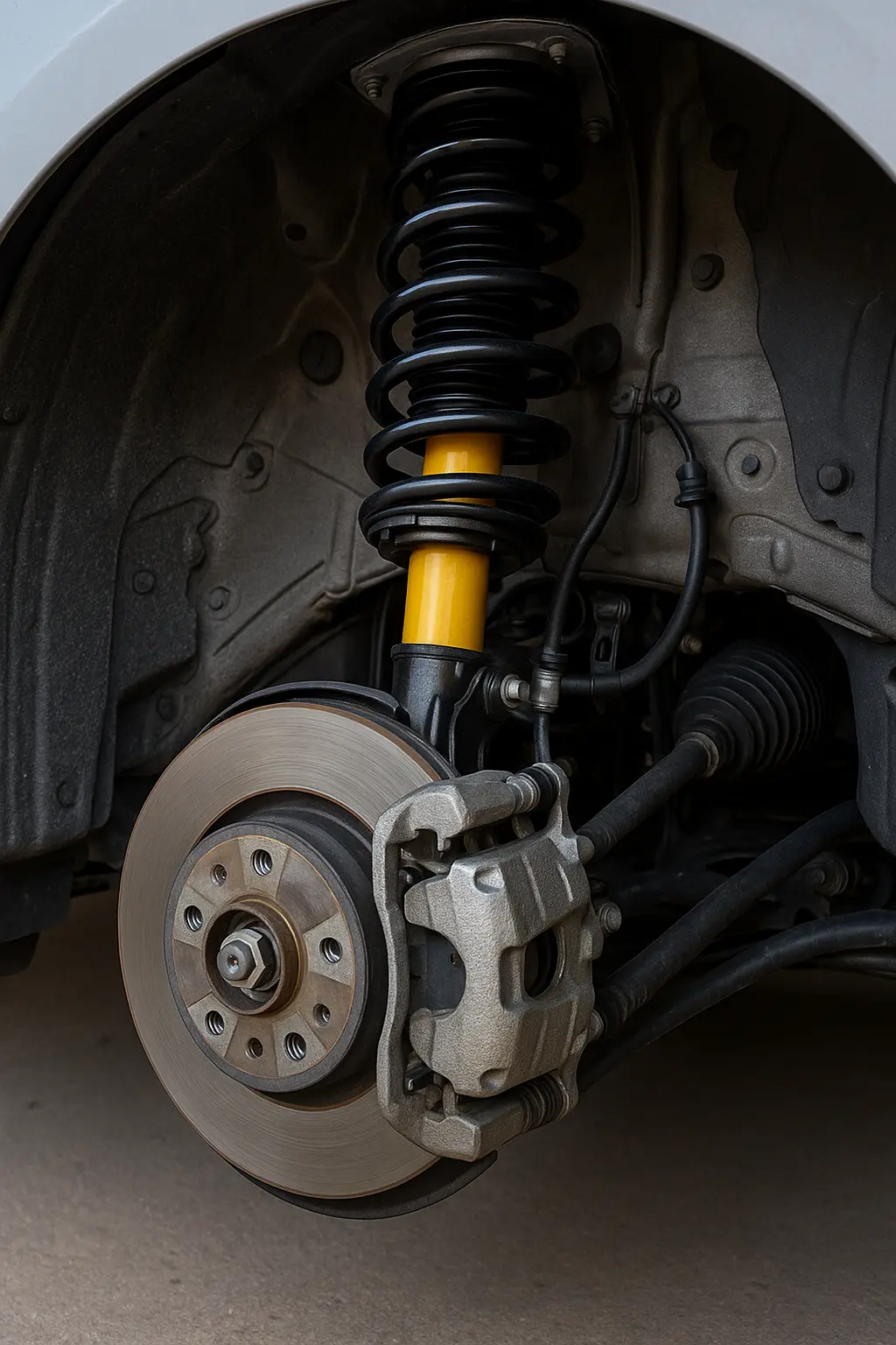 car-suspension-system-macpherson-strut-brake-assembly.