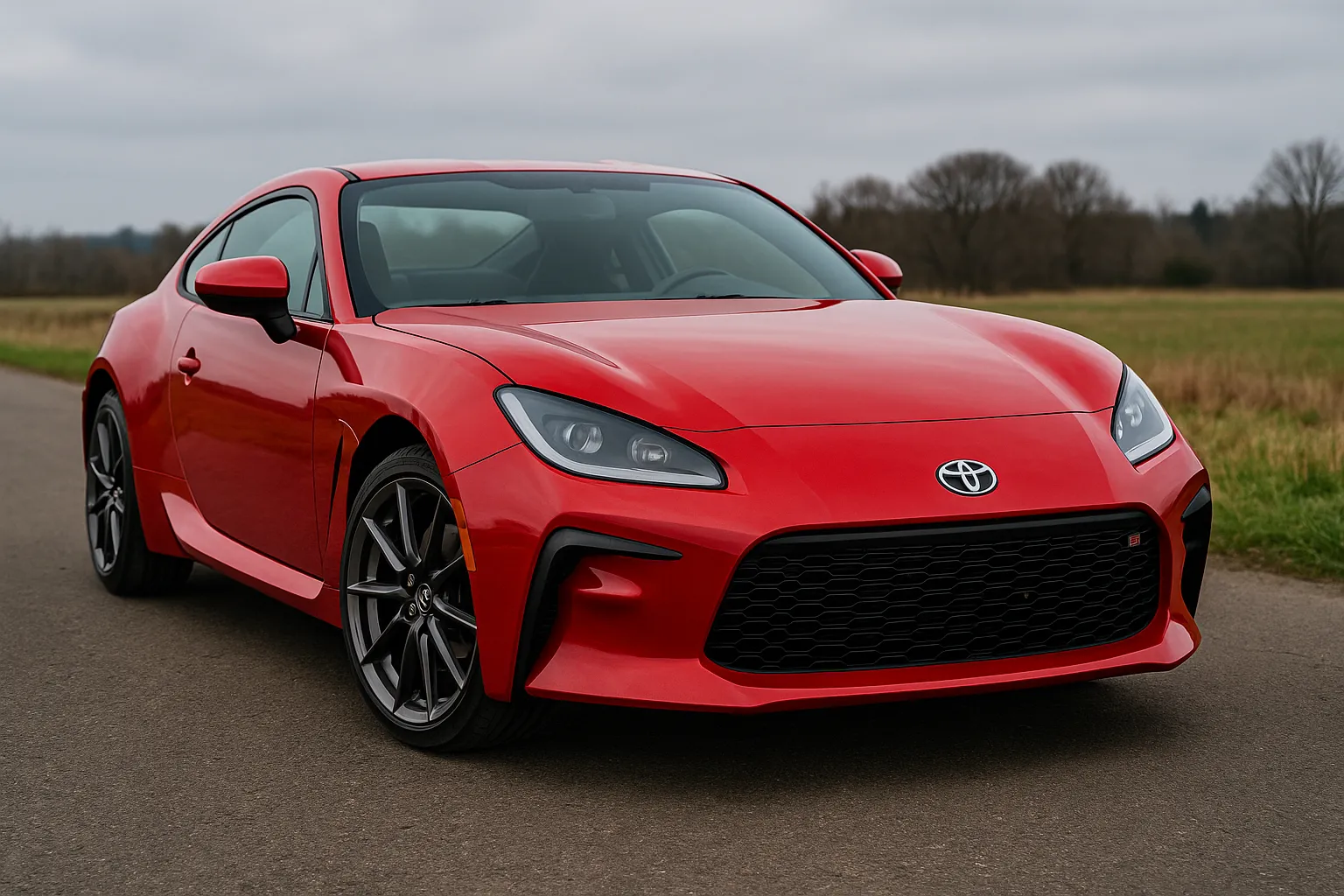 Red Toyota Sports Car in Countryside – 2025 Performance Meets Design